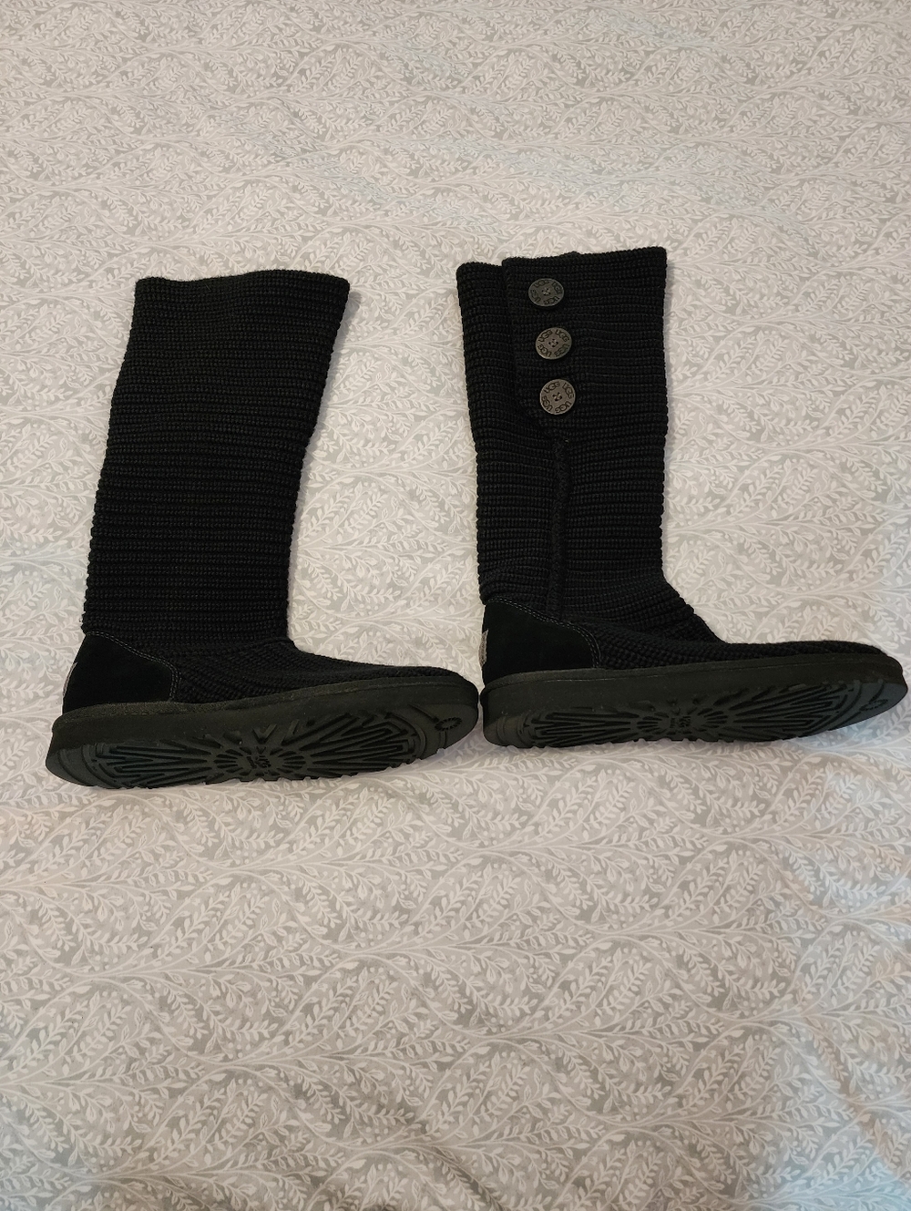 NWOB Women's UGG Australia Black Classic Cardy Knit Tall Boots, Size 10 - Picture 8 of 15
